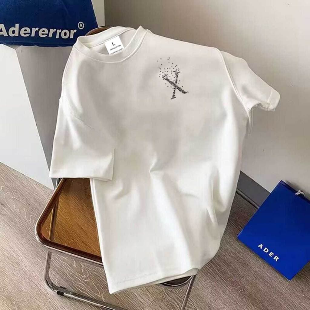 //BK-727 เสื้อยืดแฟชั่น ผ้าคอตตอนผสมโพลี เนื้อผ้านุ่มระบายอากาศดี เสื้อแขนสั้นวินเทจทรงตรงไซส์ไม่เล็ก ใส่ได้ทั้ง ญ/ช รูปที่ 1