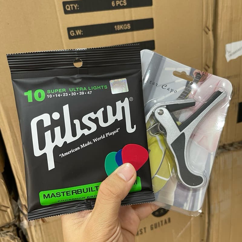 แถมฟรีคาโป้เหล็ก สายกีตาร์โปร่ง gibson สายนิ่ม เสียงดีคุณภาพเกินราคา แถมฟรีปิ๊กกีตาร์+คาโป้ สายกีตาร์เบอร์10 รูปที่ 5