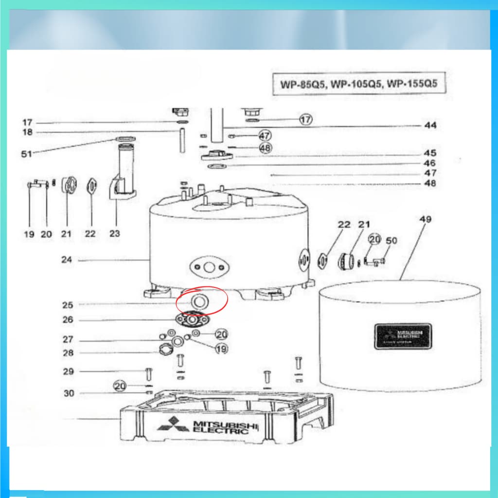 ยางกันรั่ว สำหรับ ปั้มน้ำ MITSUBISHI WP-85, WP-105, WP-155, WP-205, WP-255, WP-305, WP-355 รูปที่ 2