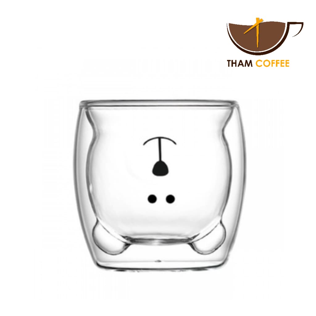 แก้วสองชั้น แก้วหมี Double wall glass แก้วแตกจากขนส่งเคลมได้ 250ml 350ml ใส่นม กาแฟ พร๊อพถ่ายรูป Tham coff รูปที่ 1