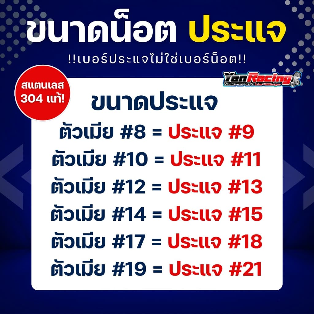 ตัวเมีย "กลึงมือ" เบอร์ 10,12,14,17,19 มีให้เลือก 4 สี สแตนเลส 304 แท้ ราคาต่อ1ตัว!! รูปที่ 9
