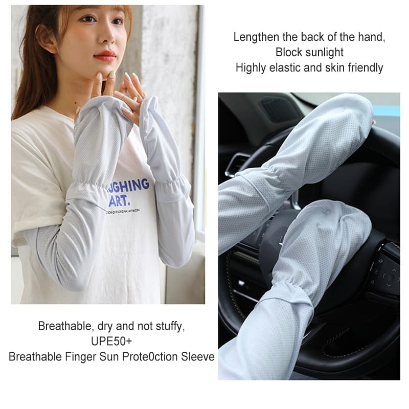 ปลอกแขน กันแดด ผ้าเรยอน กันuv UPF50+ ครอบคลุมหลังมือ รูปที่ 7