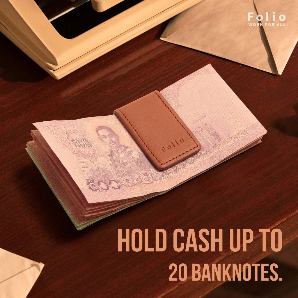 Folio : Khoon Money Clip ที่หนีบธนบัตรหนังแท้ฟอกฝาด แม่เหล็กแข็งแรง ปั๊มชื่อฟรี-รหัส10619 รูปที่ 2