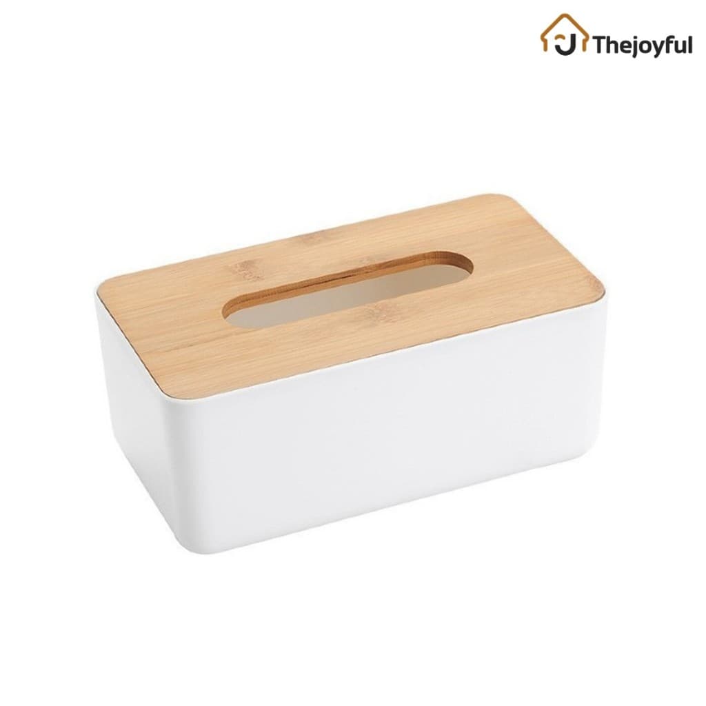 Thejoyful กล่องทิชชู่ ที่ใส่ทิชชู่ ฝาไม้ Wood Tissue box รูปที่ 1