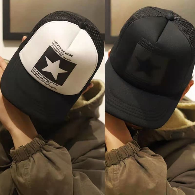 หมวกเบสบอล ผ้าฝ้าย พิมพ์ลายดาวห้าแฉก ระบายอากาศ แฟชั่นฤดูร้อน ป้องกันรังสียูวี สามารถปรับได้ 55-58cm รูปที่ 6
