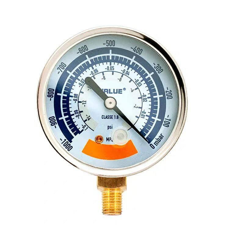 ไมครอนเกจ Vacuum Gauge VALUE แบบเข็ม พร้อมวาล์วปิดเปิด ตรวจสอบรั่ว หน้าจอ 63mm จัดชุด 3 ชิ้น สามารถดูแรงดันน้ำยาแอร์ได้ รูปที่ 2