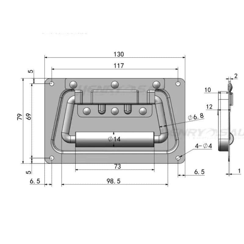 มือจับสปริง แบบเจาะขันสกรู แบบพับได้ ขนาด 100mm 130mm 162mm หูหิ้ว ตู้ลำโพง Diy มี 3 ขนาด ราคาต่อ 1 ตัว สีเงินและสีดำรมค รูปที่ 5