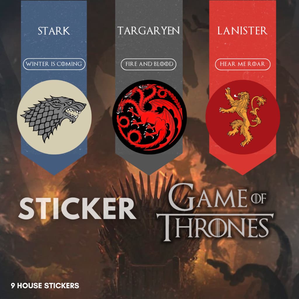 สติ๊กเกอร์ Game of thrones สติ๊กเกอร์ตระกูลใน Game of thrones, House of the dragon แบบเงาและกันน้ำ รูปที่ 1
