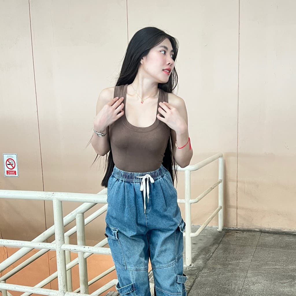 MesubShopเสื้อกล้ามเรย่อน ทรงรัดรูป ผ้ายืดเยอะมาก สาวอวบใส่ได้ ใส่พรางหุ่น เก็บทรงดีมาก รุ่น กล้ามอุด้ง รูปที่ 6