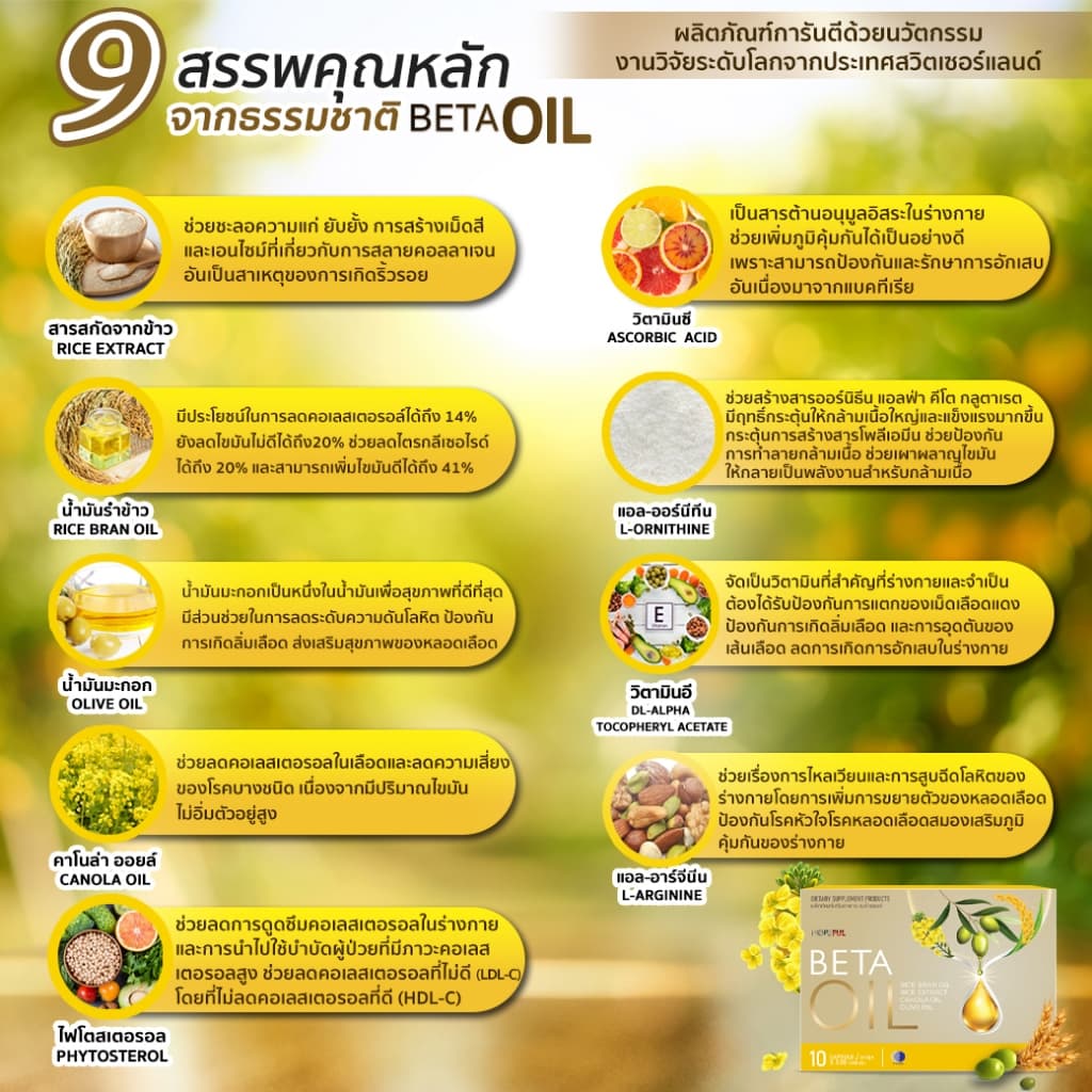 เบต้าออยล์ Beta Oil 1 กล่อง ลดไขมันในเลือด โรคหัวใจ โรคเส้นเลือดในสมองตีบ รูปที่ 5