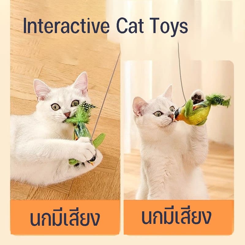 CODนกมีเสียง Interactive Cat Toys ของเล่นแมว ตุ๊กตารูปสัตว์พร้อมเสียงร้อง ตุ๊กตาแมว รูปที่ 6