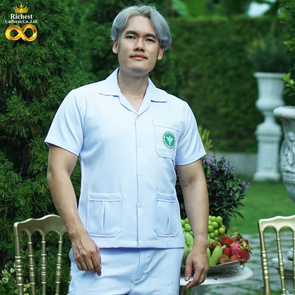 เสื้อกาวน์ คอปก ผ้าวาเลนติโน่ ปักตรากระทรวงสาธารณสุข รูปที่ 2