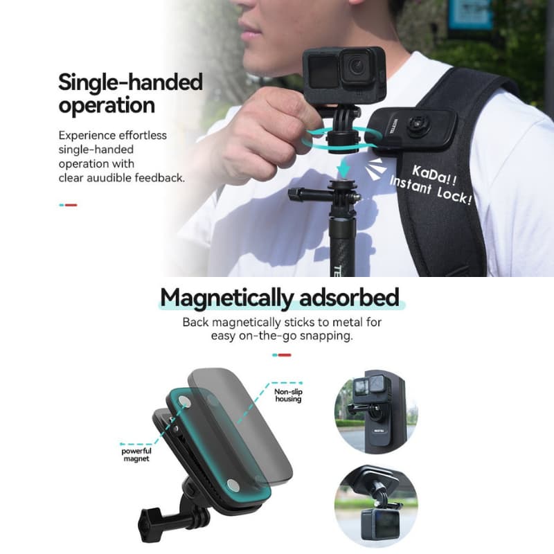 Telesin GoPro / DJI / Insta360 360 Rotary Backpack Clip Mount คลิปหนีบสายกระเป๋า รูปที่ 8