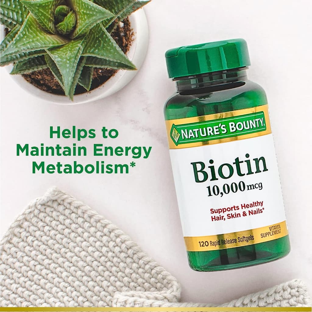 Nature's Bounty, Biotin, 10,000 mcg, 120 Rapid Release Softgels รูปที่ 4