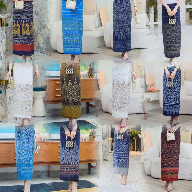 ผ้าถุงลายไทยสวยๆ ผ้าถุงลายลิซ่า แบบผูกเชือกเย็บสำเร็จปรับขนาดเอวได้ตามต้องการ