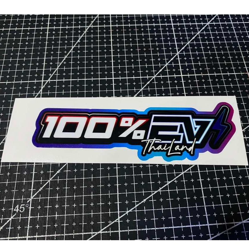 1 แถม 1 100%EV ขนาด 13*3.5 สติกเกอร์งานพิมพ์ เกรด3ปี สีสวยสด ติดรถไฟฟ้า สกุ๊ตเตอร์ไฟฟ้า รูปที่ 1