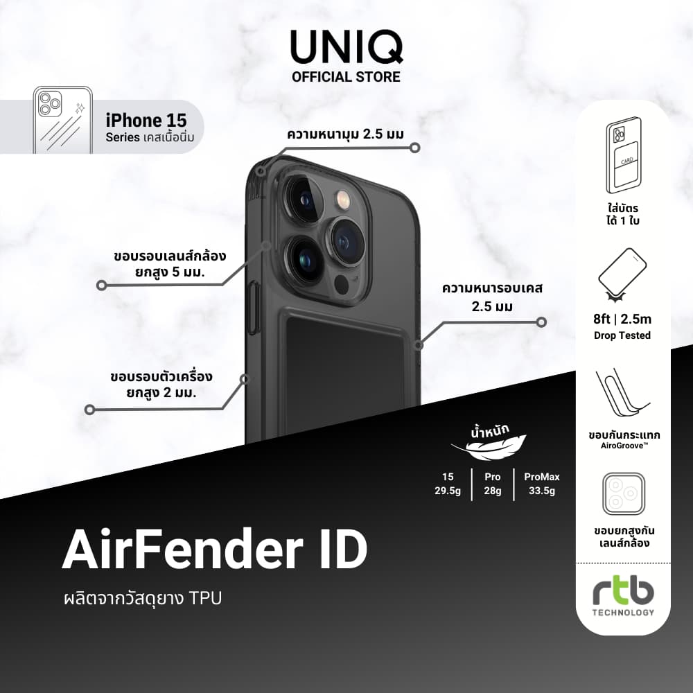 UNIQ เคสสำหรับ iPhone 15/15 Pro/15 Pro Max รุ่น Air Fender ID รูปที่ 2