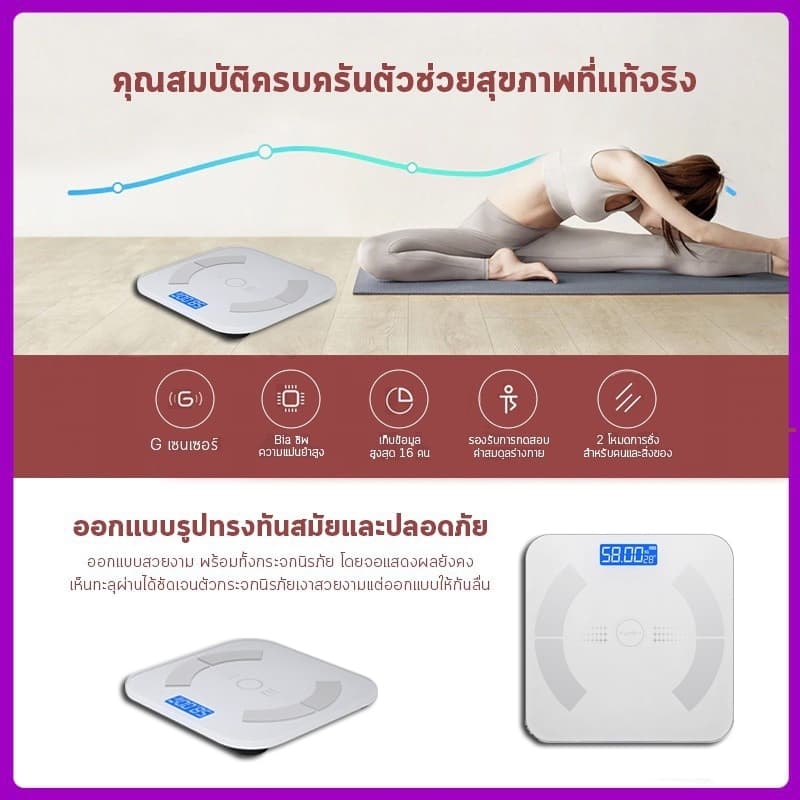 ฟรีที่วัดเอวพกพา เครื่องชั่งน้ำหนัก รุ่นชาร์จ เครื่องชั่ง ชั่งน้ำหนัก วัดไขมัน ที่ชั่งน้ำหนัก ตาชั่งน้ำหนัก weight scale รูปที่ 5