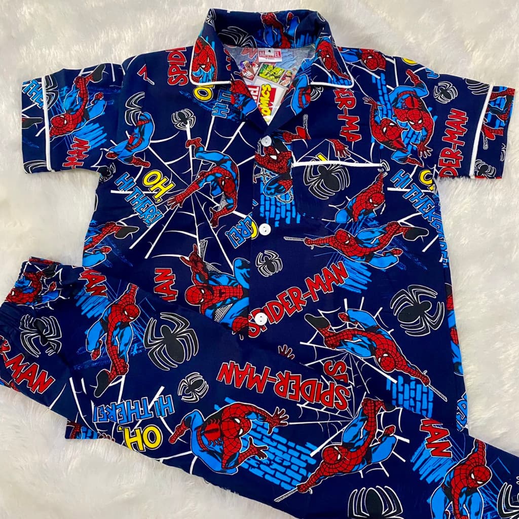 New!!! Spiderman ชุดนอนเด็ก ลายสไปเดอร์แมน ลิขสิทธิ์แท้ ซุปเปอร์ฮีโร่ มาเวล สำหรับเด็กอายุ 2-12 ปี ผ้าคอตตอน100% ใส่สบาย รูปที่ 8