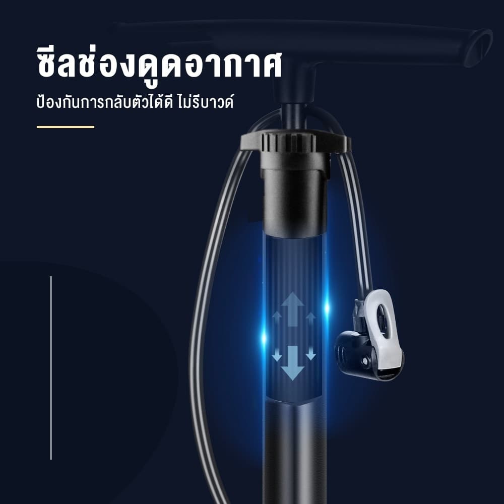 ปั๊มลมยางสูงแรง 160PSI พร้อมมาตรวัดแรงดัน อเนกประสงค์ สำหรับรถยนต์ จักรยานยนต์ จักรยาน รูปที่ 4