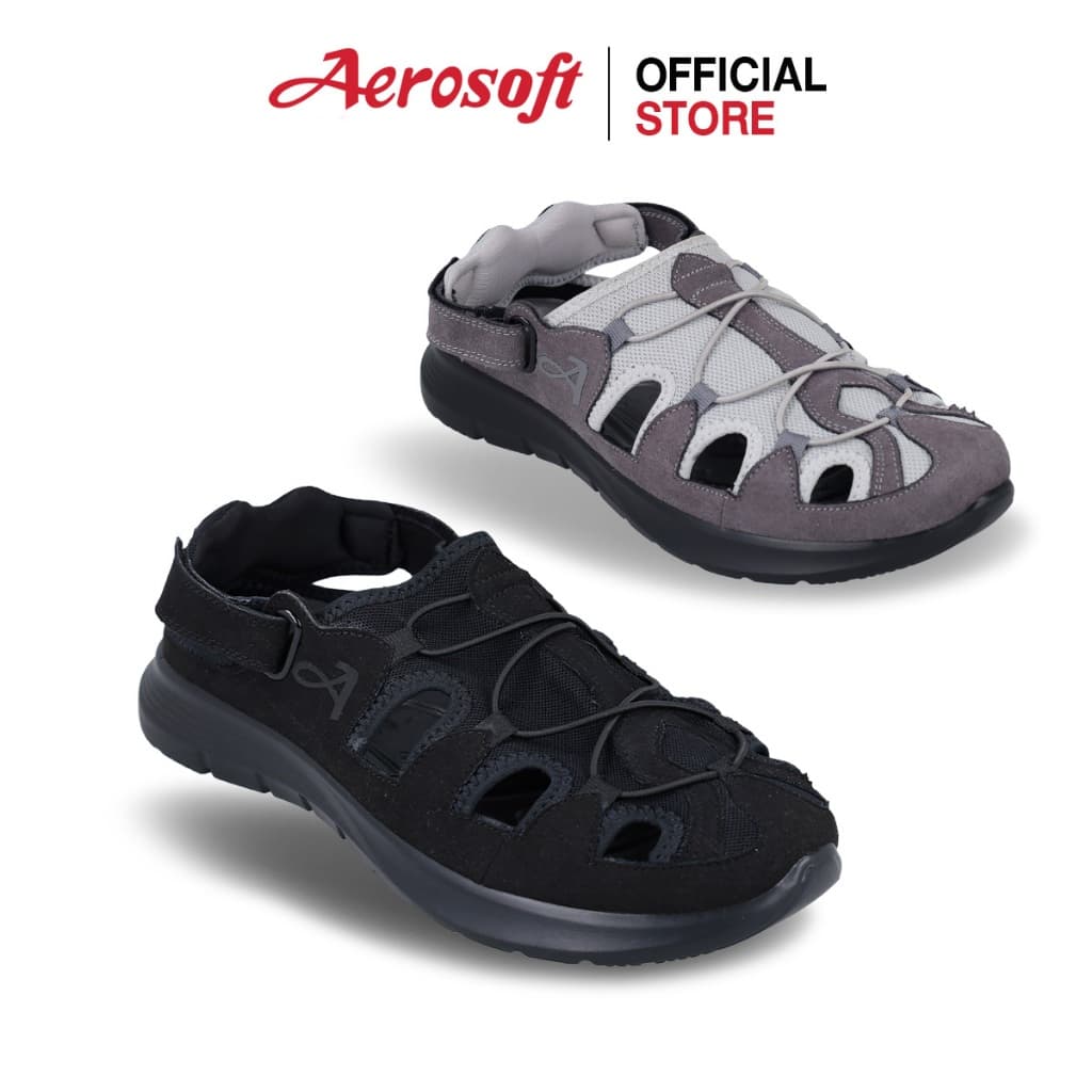 Aerosoft รองเท้าผ้าใบรัดส้น เดินป่า ผู้ชาย ผู้หญิง เพื่อสุขภาพ ผ้าใบสีดำ รุ่น SN7907 รูปที่ 1