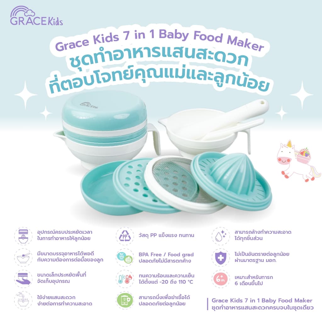Grace kids ชุดทำอาหารลูก การตวง กรอง คั้น ขูด ตำ และบด อุปกรณ์ทำอาหารลูก รูปที่ 2