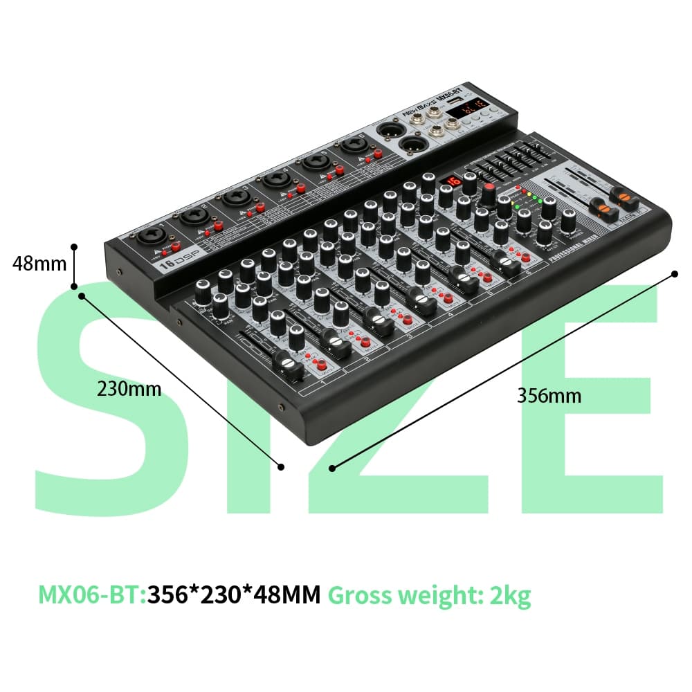 NEW BAXS เครื่องผสมเสียง เครื่องผสมมืออาชีพ มิกเซอร์ 4/6 ช่อง MX06-BT/MX04-BTเครื่องผสมสัญญาณ EQ ผล 99 DSP สัญญาณ USB รูปที่ 8