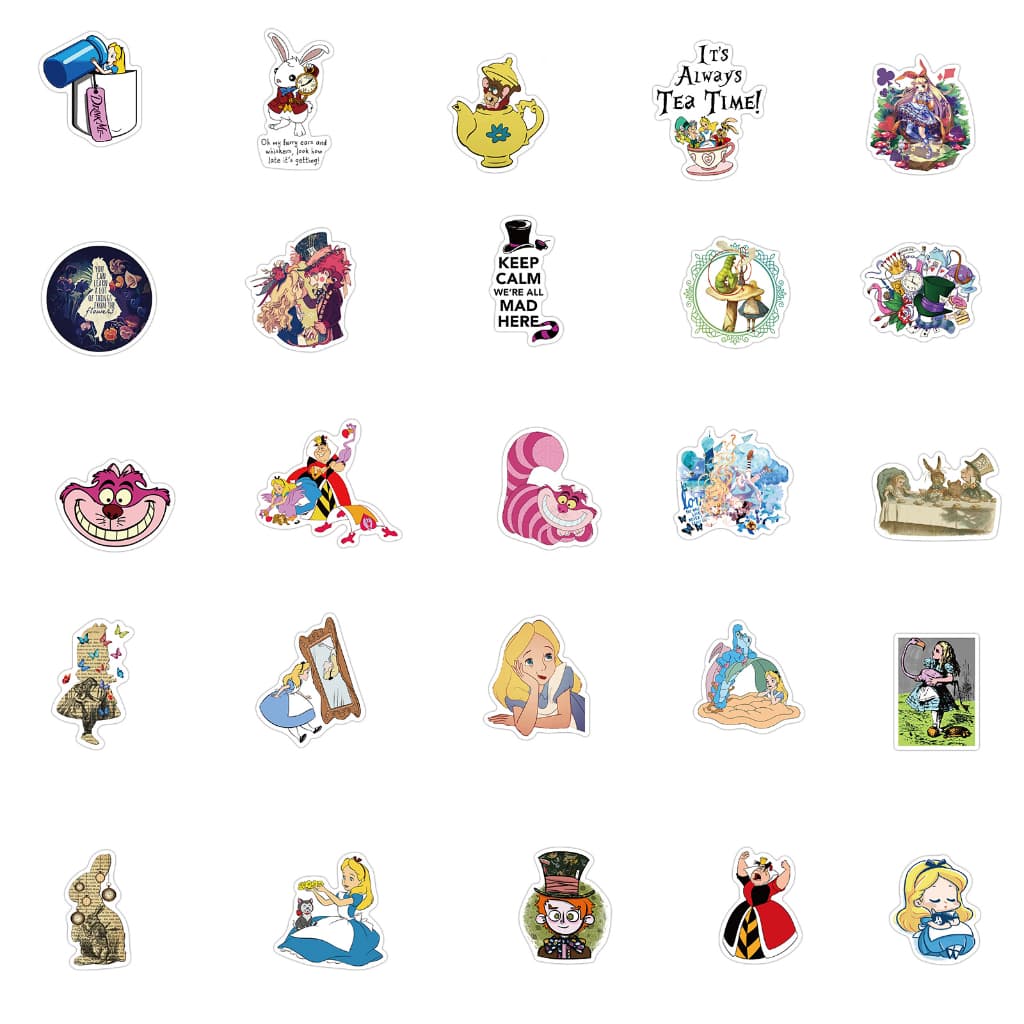 Disney Princess ดิสนี่ย์ ปริ๊นเซส 50แผ่น กันน้ำ สติ๊กเกอร์ Alice in Wonderland อลิซในแดนมหัศจรรย์ sticker รูปที่ 5