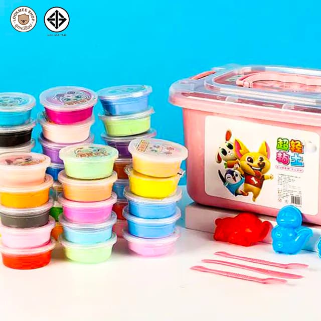 ดินเบาเกาหลี แป้งปั้น แป้งโดว พร้อมกล่องเก็บและอุปกรณ์ปั้น 1ชุด 12สี ปลอดภัยต่อเด็ก ไม่มีสารพิษ รูปที่ 3