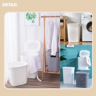 ⭐ตระกร้าผ้า ตะกร้าใส่ผ้า ตะกร้าจัดเก็บเสื้อผ้า ขนาดใหญ่ 45/60L มีฝาปิด สีขาว สีเทา กันน้ำ ข้น รูปที่ 9
