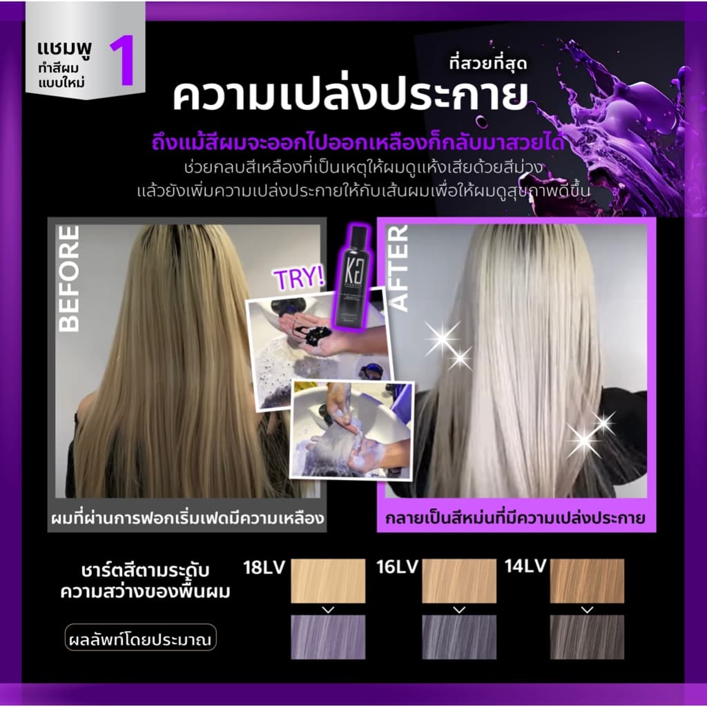 Kyogoku Color Shampoo แชมพูล็อกสีผมญี่ปุ่น อันดับ1 ขายดี มีหลายสีเทา บลอนด์ ม่วง น้ำตาล ป้องกันสีซีดจาง บำรุงผมทำสี รูปที่ 4