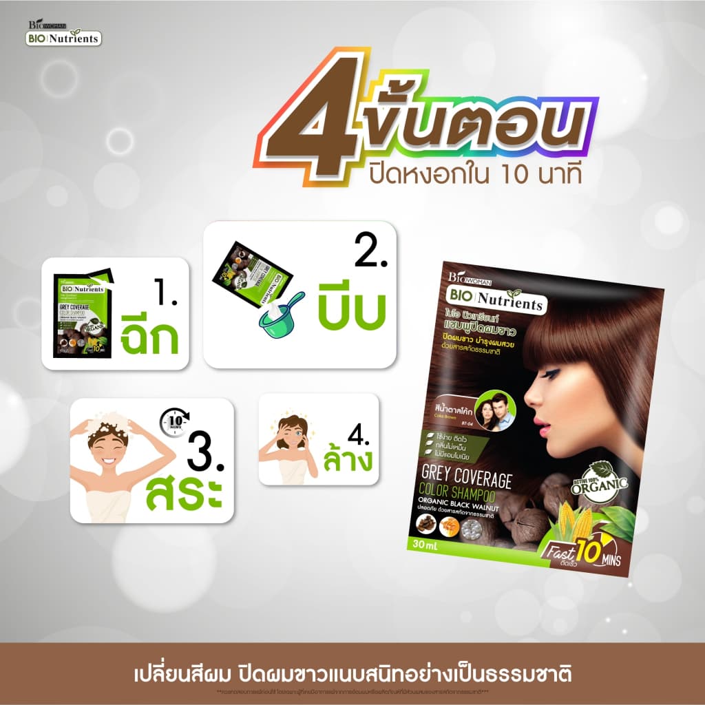 แชมพูปิดผมขาว ไบโอนิวเทรียนด์ คัลเลอร์ แชมพู อ่อนโยนด้วยสารสกัดธรรมชาติ 30 มล. รูปที่ 5