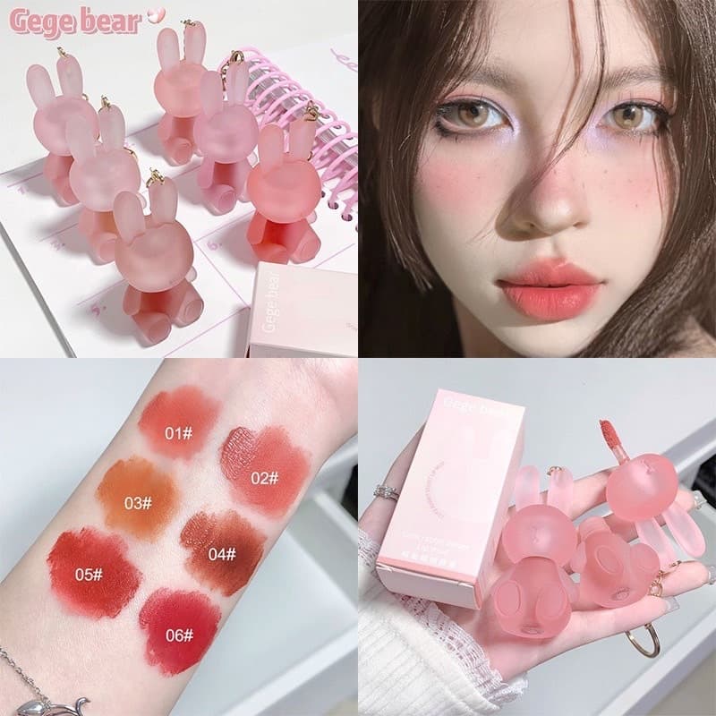 M401 Gege bear ลิปสติก ลิปกลอส เนื้อแมตต์ กํามะหยี่ น่ารัก กันน้ำ ติดทนนาน รูปที่ 1
