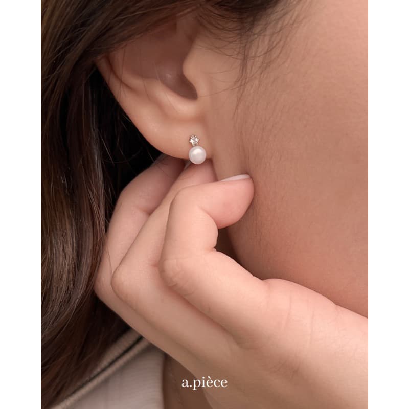A.piece ต่างหูมุกแท้ เงินแท้ Gem pearl earrings รูปที่ 5