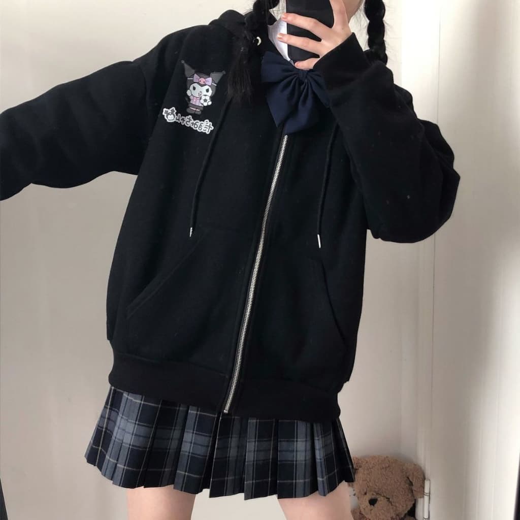 เสื้อกันหนาว คลุมแขนยาว มีฮู้ด มีซิป ผ้าสำลี เนื้อผ้านิ่ม ลายการ์ตูน น่ารัก สไตส์วัยรุ่นเกาหลี รูปที่ 4