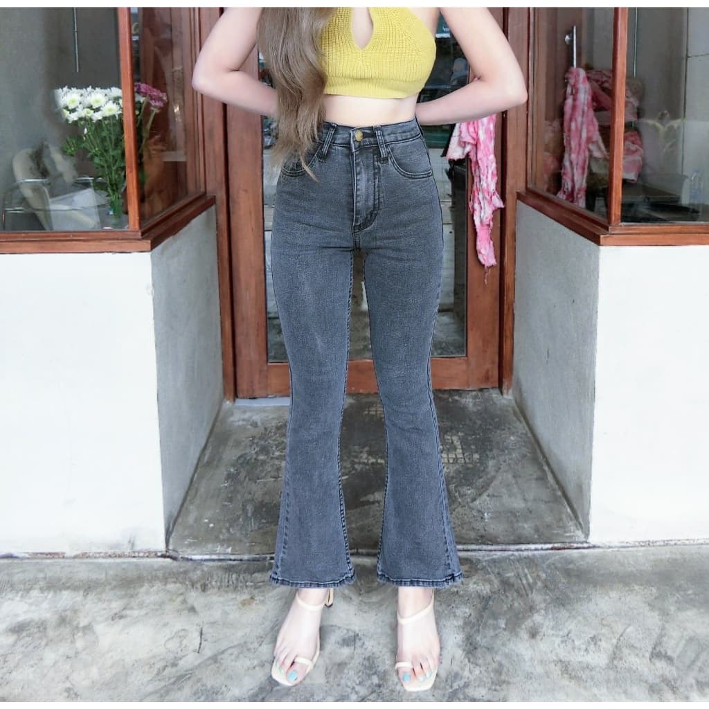 Cc jeans 237 S-5XL กางเกงยีนส์ ทรงขาม้า ยืด สีดำฟอก รูปที่ 7