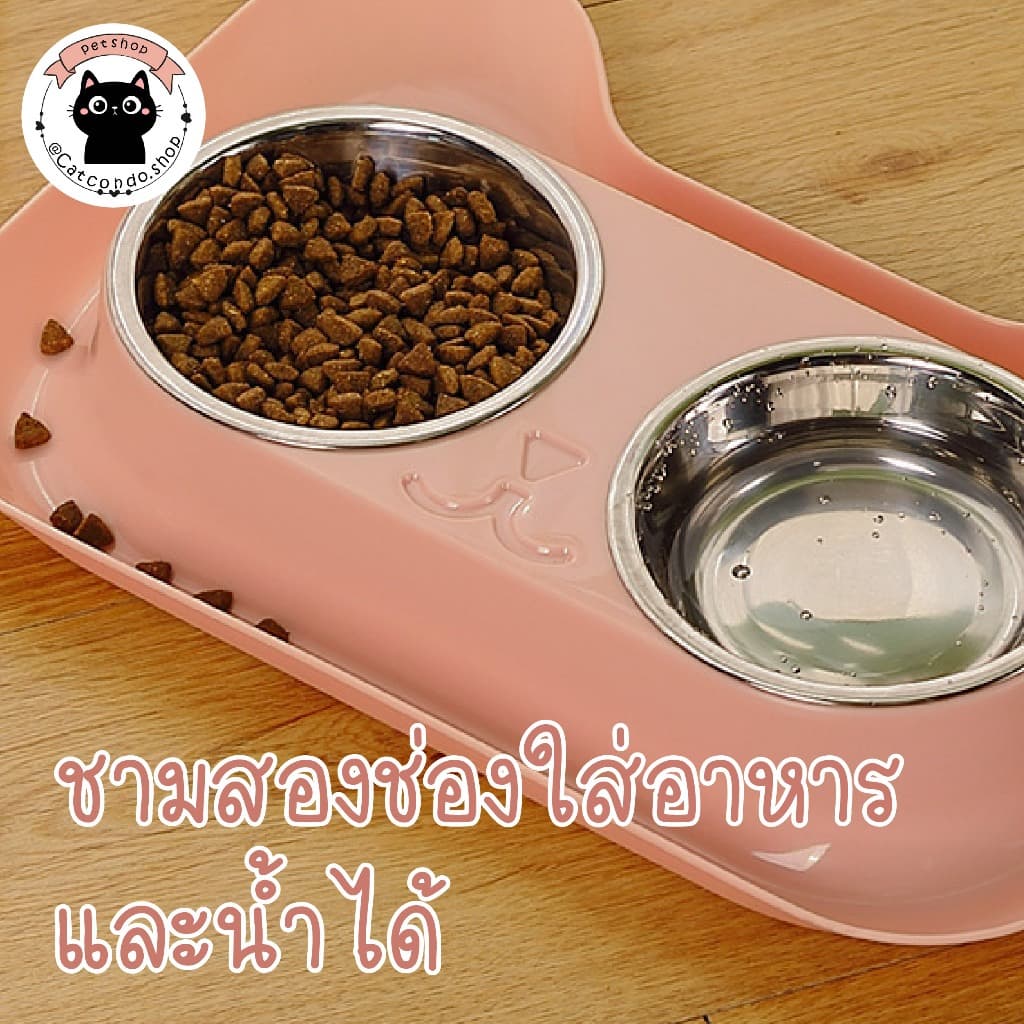 ‍⬛ชามหน้าแมว ชามกันมด 2หลุม ชามหน้าแมว ชามถอดแยกได้ ที่ให้อาหารที่ให้น้ำสัตว์เลี้ยงกันมด เอียง15องศา ขอบมีช่องใส่น้ำ‍⬛ รูปที่ 8