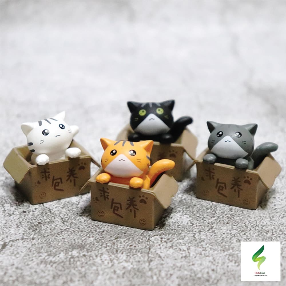 โมเดลแมวจิ๋ว ตุ๊กตาแมวจิ๋ว สำหรับตกแต่งสวน บ้าน คอนโซลรถ อื่นๆ รูปที่ 6