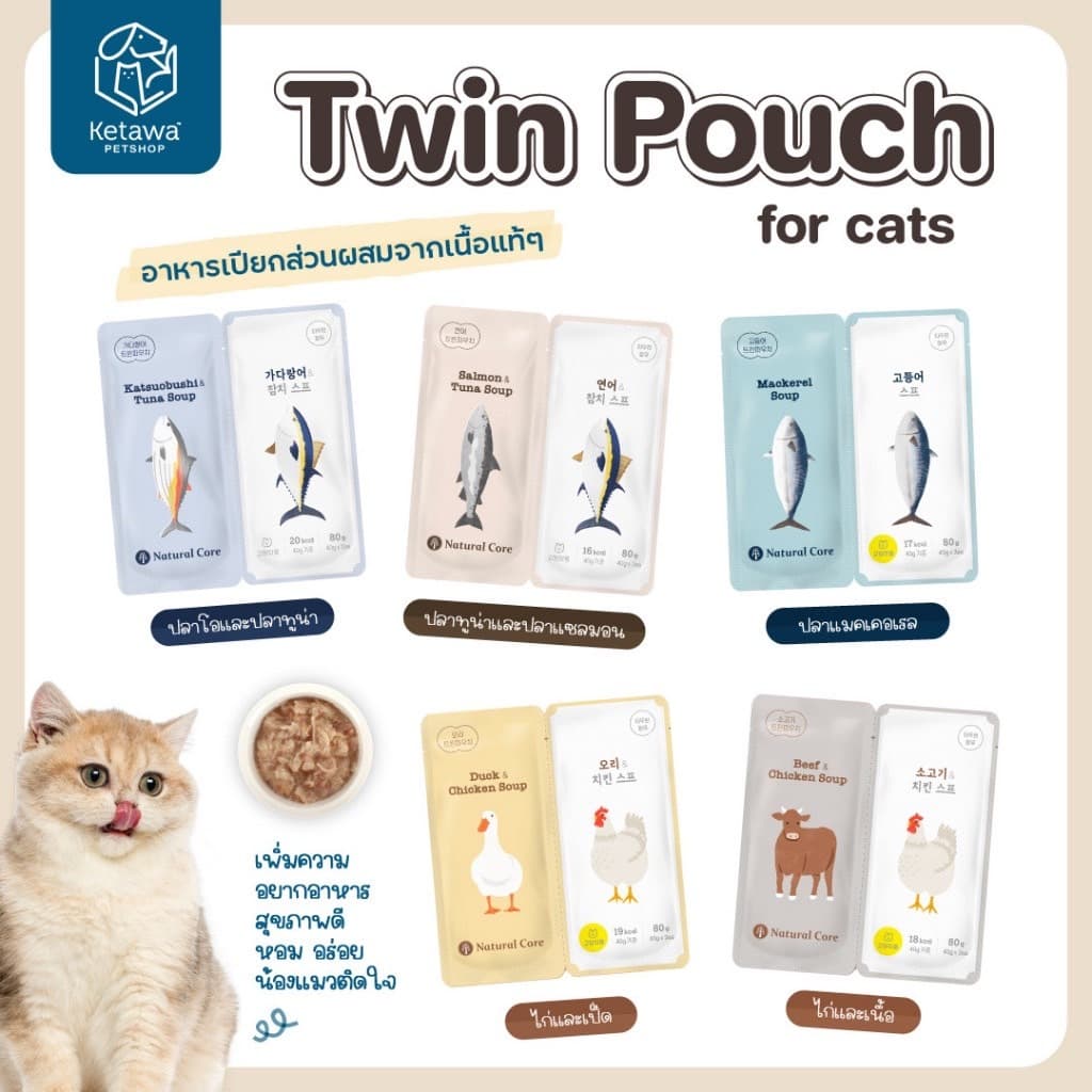 Natural Core Twin Pouch ซุปอาหารเปียก สำหรับแมว นำเข้าจากเกาหลี รูปที่ 2