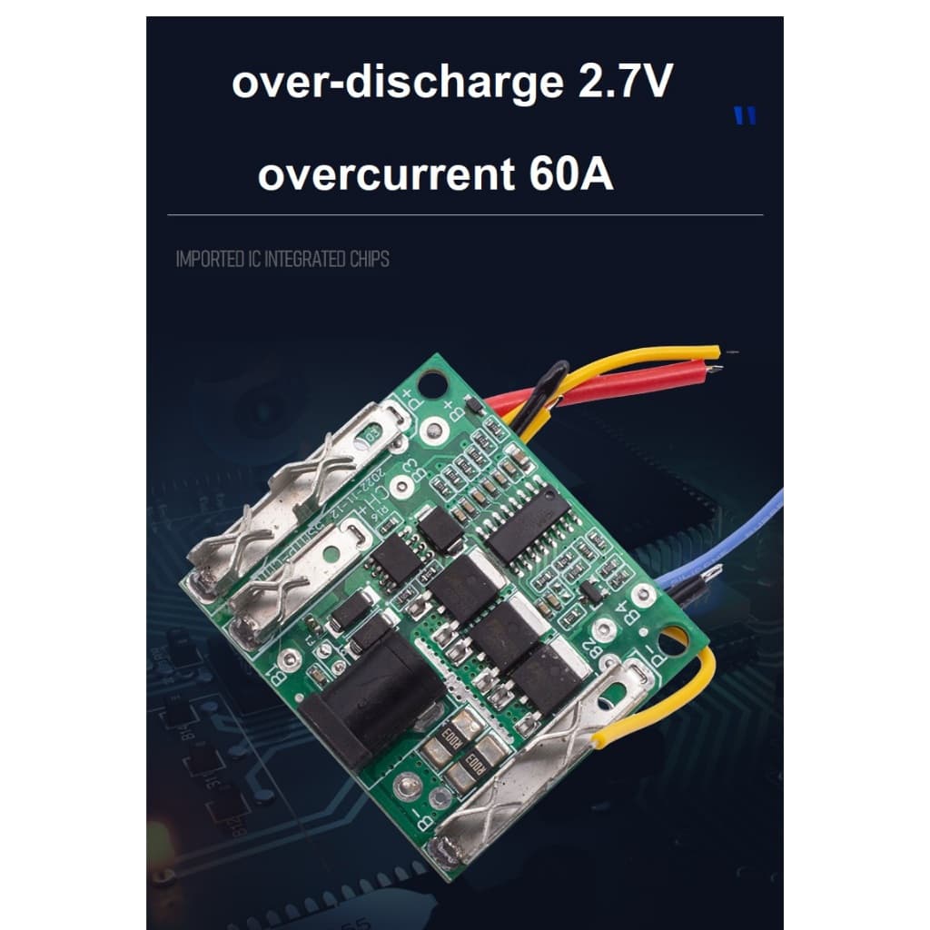 BMS 60A 3MOS บอร์ดชาร์จแบตเตอรี่,แผงวงจรป้องกันสูงสุด5S 18V - 21V รูปที่ 6