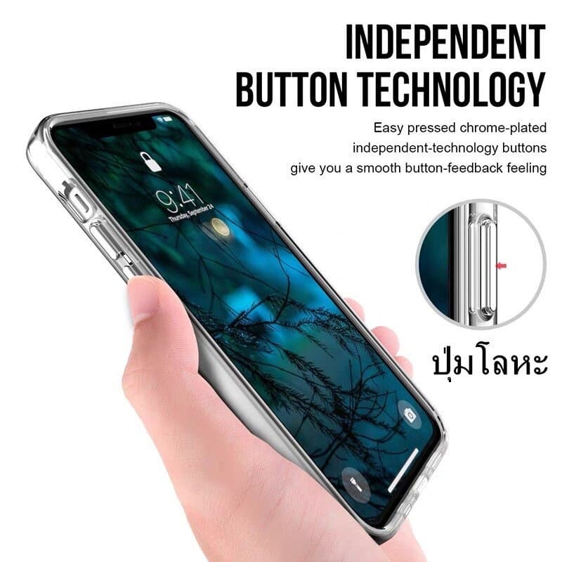 SPACE เคสใสกันกระแทก ไม่เหลือง ปุ่มสีเงิน ใช้สำหรับ iPhone 15 14 13 12 11 Pro Max Promax 7plus XR SE เคสโทรศัพท์ซิลิโคน รูปที่ 4
