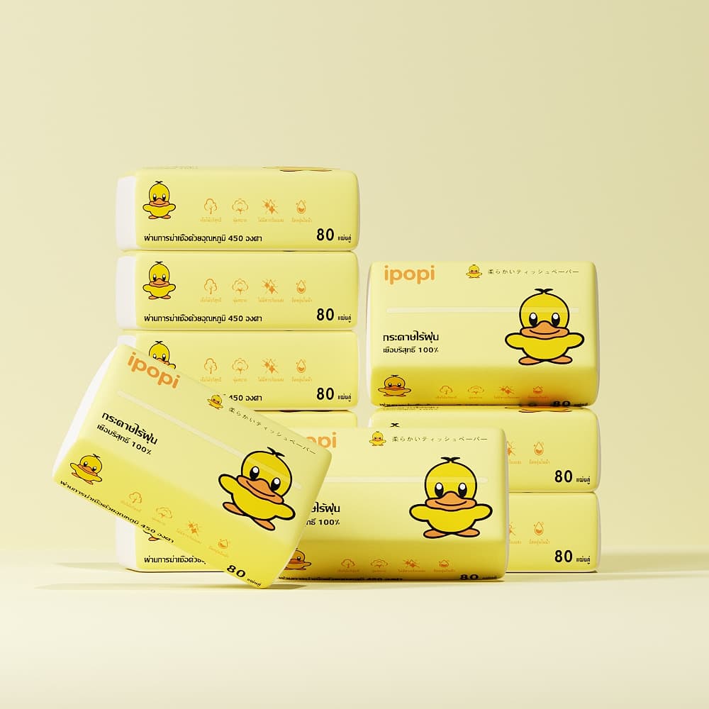 ใหญ่กว่า ประหยัดกว่าIpopi ทิชชู่เช็ดหน้าแบบดึง 1ห่อ 80 แผ่น 2 ชั้น รูปที่ 2
