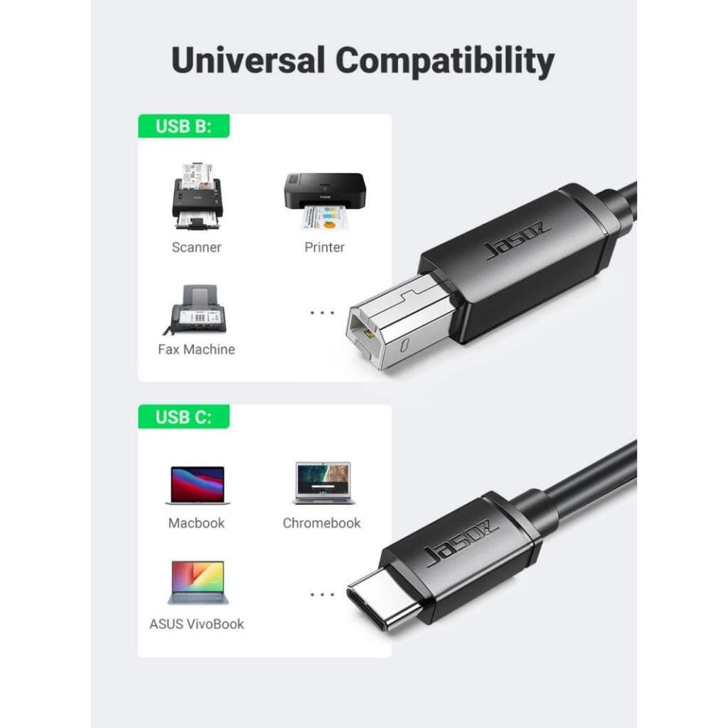 Jasoz สาย Type C ปริ้นเตอร์ Printer Cable USB Printer สาย เครื่องพิมพ์ USB C to Type B 2.0 Cable รูปที่ 2