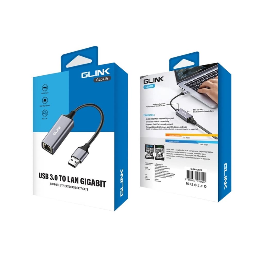 GLINK GL041 USB3.0/Type-C TO Lan Gigabit RJ-45 แปลง USB และ Type-C เป็น Lan 10/100/1000Mbps รูปที่ 7
