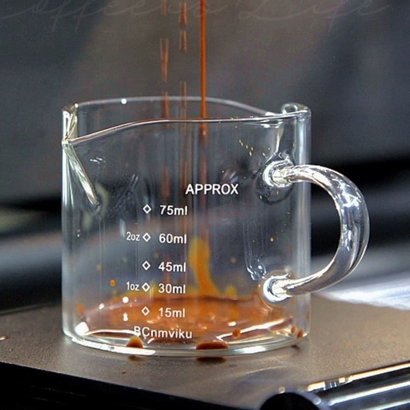 ถ้วยตวง ถ้วยแก้วเอสเพรสโซ่ 75mlแก้วช็อตกาแฟเอสเปรสโซ่ ด้ามจับไม้ ช้อนตวง รูปที่ 7