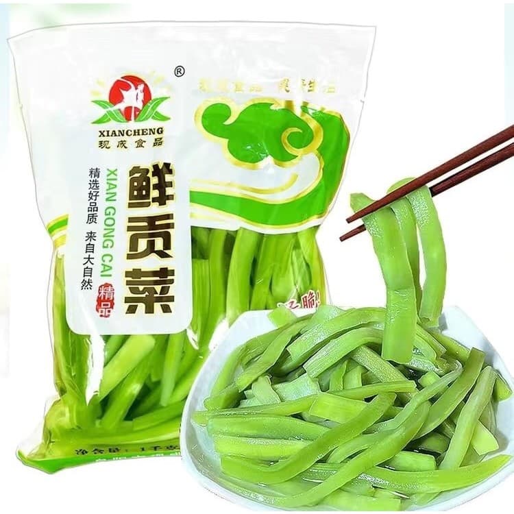 ก๊งฉ่าย งูเขียว ผักส่วยสดหม้อไฟ เคี้ยวกรอบๆ ผักหม้อไฟ ผักมอส 1kg 鲜贡菜 รูปที่ 1