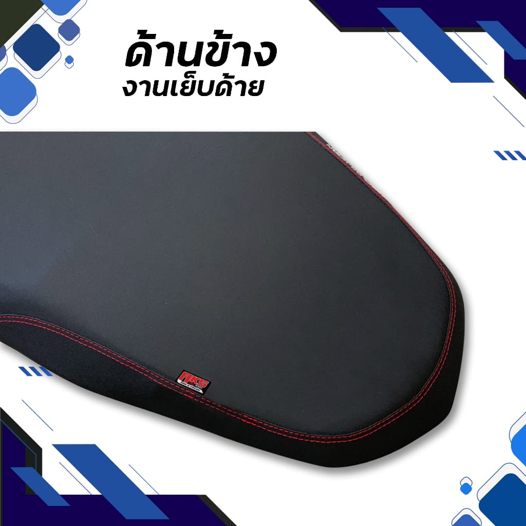 ZOOMER X เบาะปาดทรงกลาง NOLOGO เบาะมอเตอร์ไซค์ ผลิตจากผ้าเรดเดอร์สีดำ หนังด้าน ด้ายแดง รูปที่ 2