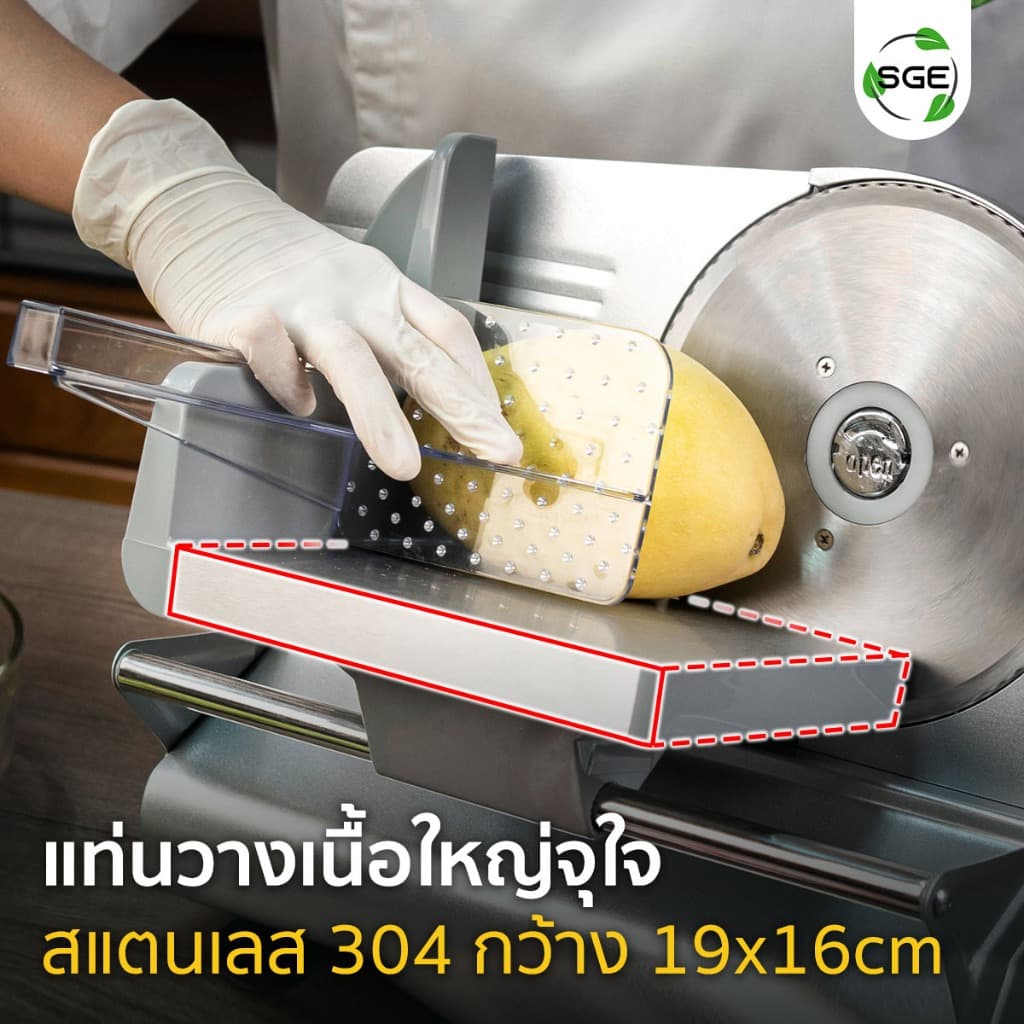 SGE เครื่องสไลด์เนื้อ เครื่องหั่นเนื้อ รุ่น MS07 ใบมีด 7 นิ้ว สเตนเลส 304 ปรับหนาได้ กำลัง20กก./วัน รูปที่ 6