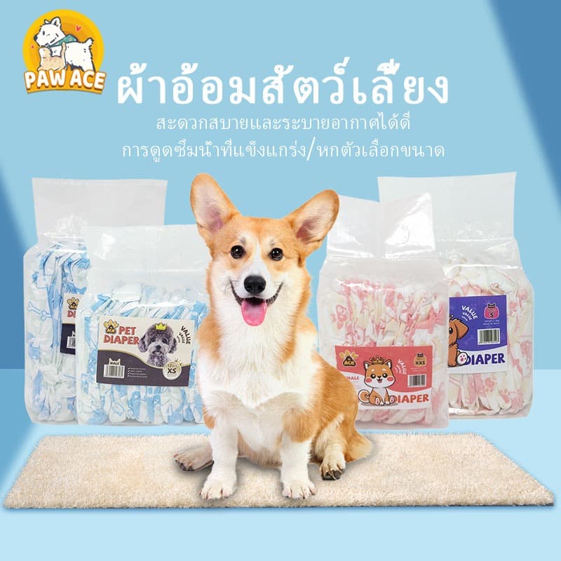 ผ้าอ้อมสุนัขสัตว์เลี้ยง ผ้าอ้อมสำเร็จรูป ลูกสุนัขผู้ชาย ลูกแมว ผ้าอ้อม XS S M L XL