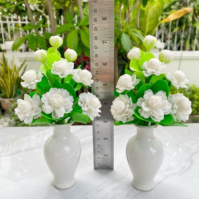 ** แจกันละ 110 บาทเท่านั้น ** ดอกมะลิ 9 ดอกพร้อมแจกัน บูชาพระ งานดินปั้น สูง 6.5 นิ้ว และ 7.5 นิ้ว รูปที่ 6